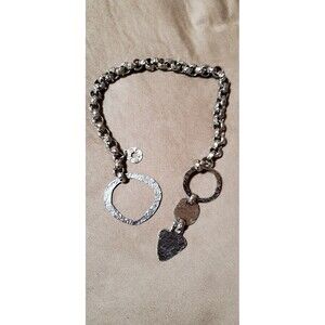 Yosca Silver Link Hoop Necklace Statement Piece Heavy